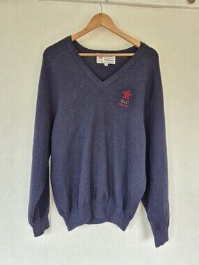 Vintage Olympics Calgary 1988 Wool Sweater Mens XL Navy Blue